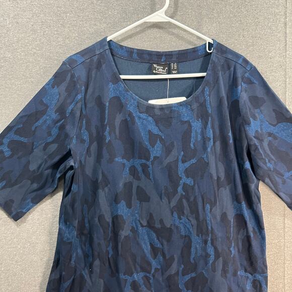 Women with Control Prime Stretch Denim 2 Shift Print Dress Denim Camo, LP - Picture 5 of 13